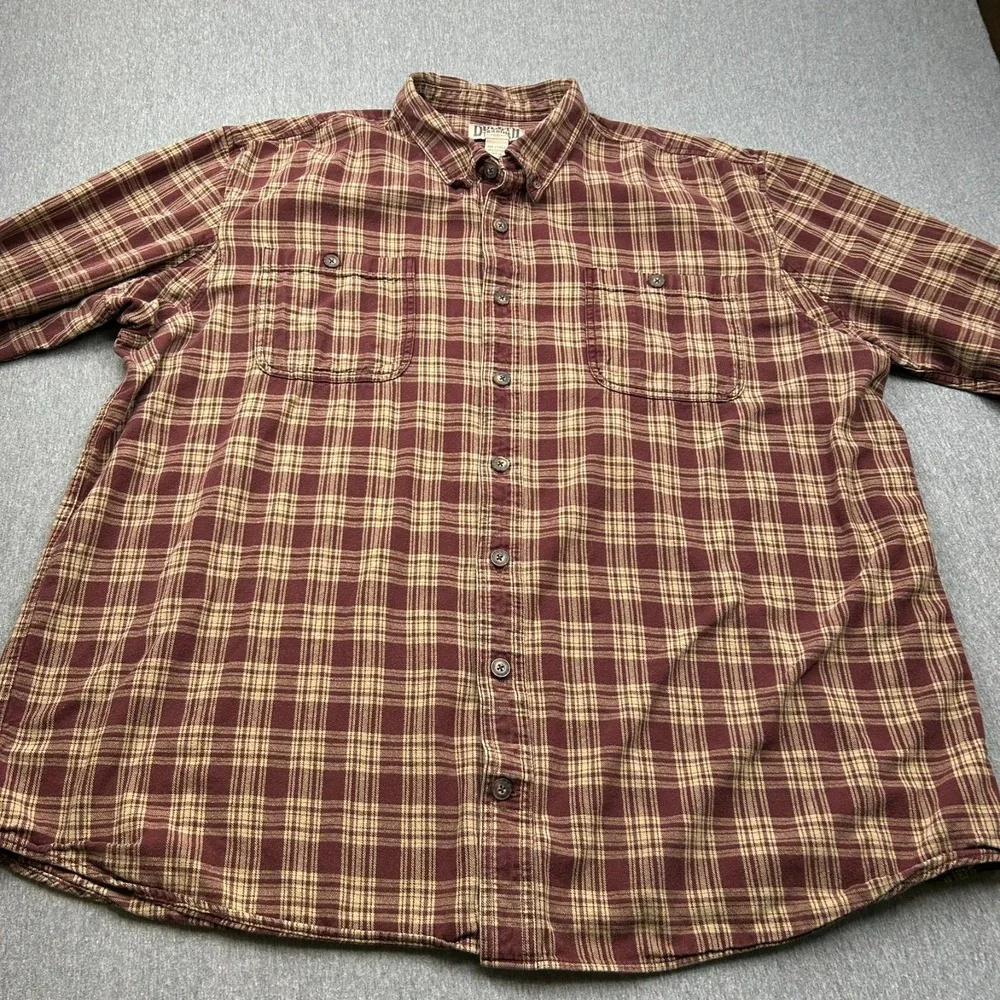 Duluth Trading Free Swingin Relaxed Fit‎ Flannel Shirt Mens 3XLT Long Sleeve Red